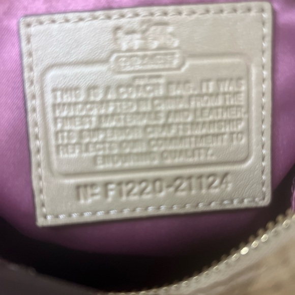 COACH Madison Audry  Signature C Logo Khaki Sateen & Leather Shoulder Bag#21124 - Picture 12 of 13